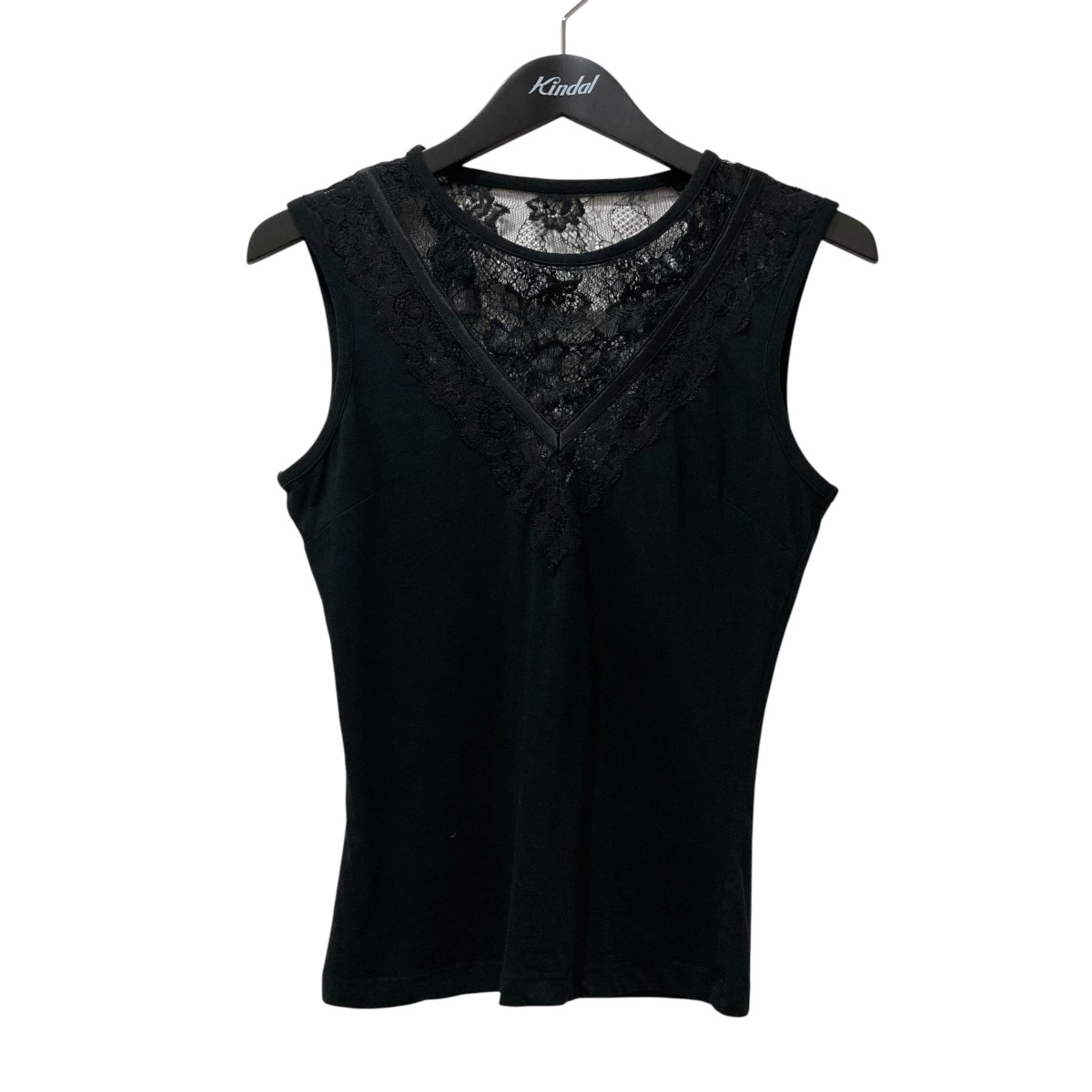 【中古】DOLCE ＆ GABBANA D＆Gクリスタルロゴ レースノースリーブカットソー ブラック サイズ：S 【250326】（ドルチェアンドガッバーナ）