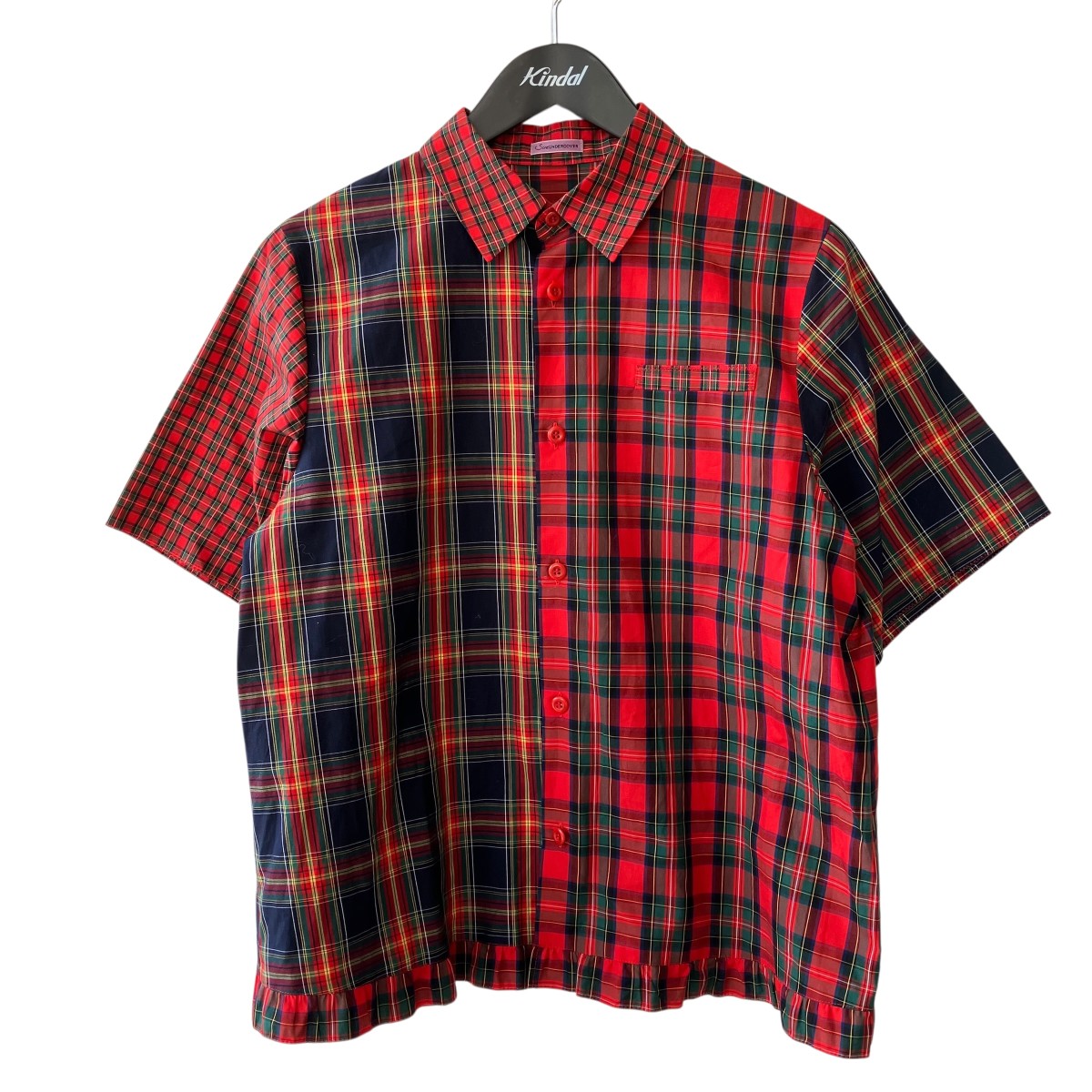 【中古】 SueUNDERCOVER　 チェック 半袖シャツ SU1B1401-2 レッド サイズ：1 【240326】（スーアンダーカバー）