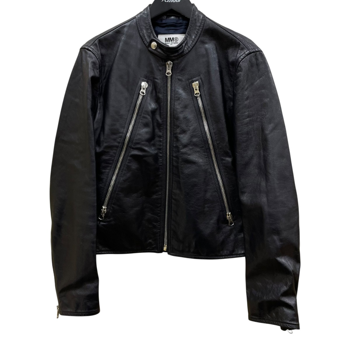 【中古】 MM6 Maison Margiela　 シングルライダースジャケット レザーライダースジャケット S52AM0146 ブラック サイズ：38 【240326】（マルタンマルジェラ）
