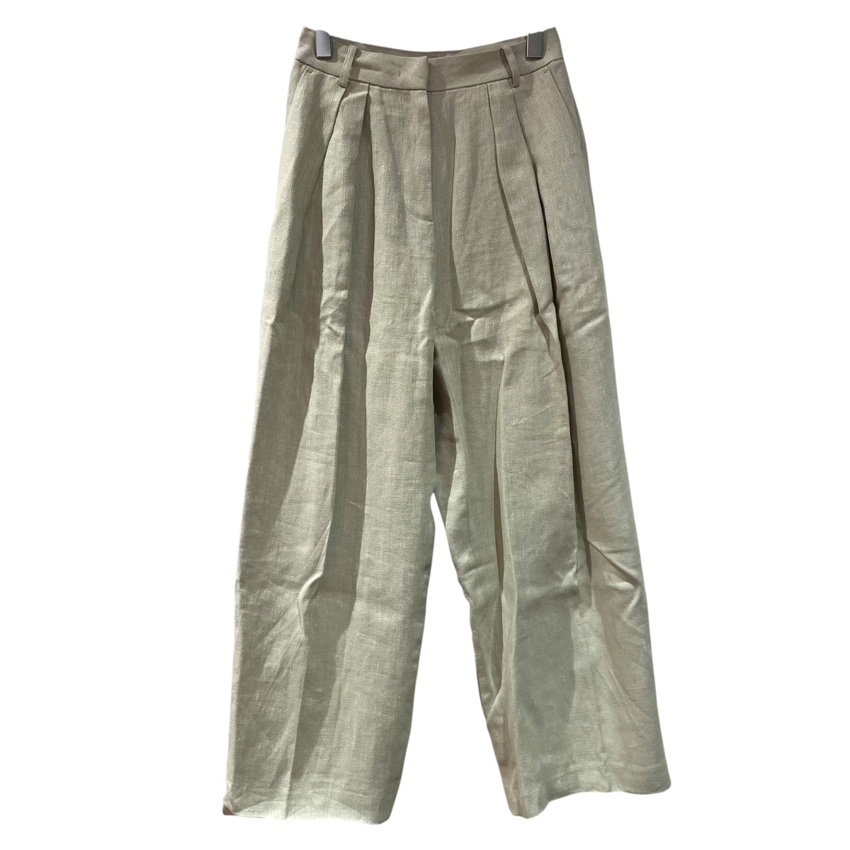 【中古】 TODAYFUL　 Tuck Linen Trousers スラックス 12510710 黄緑 サイズ：26 【250326】（トゥデイフル）