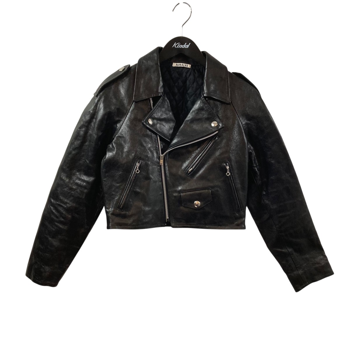 【中古】 AURALEE LAMB LEATHER CROPED RIDERS JACKET ライダースジャケット A25AB03WX ブラック サイズ：1 【価格見直し】