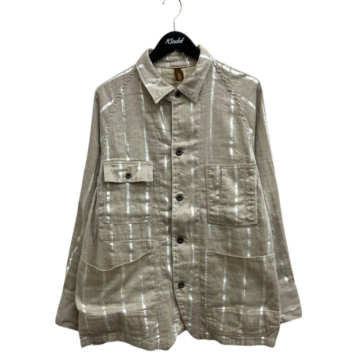 【中古】 KAPITAL　 リネン グリッターフィリーズストライプCACTUS ストライプ カバーオール EK-1745LJ ベージュ×シルバー サイズ：M 【260326】（キャピタル）