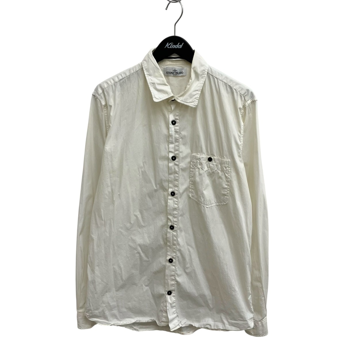 【中古】 STONE ISLAND　 黒ボタン 長袖シャツ ホワイト サイズ：XL 【260326】（ストーンアイランド）