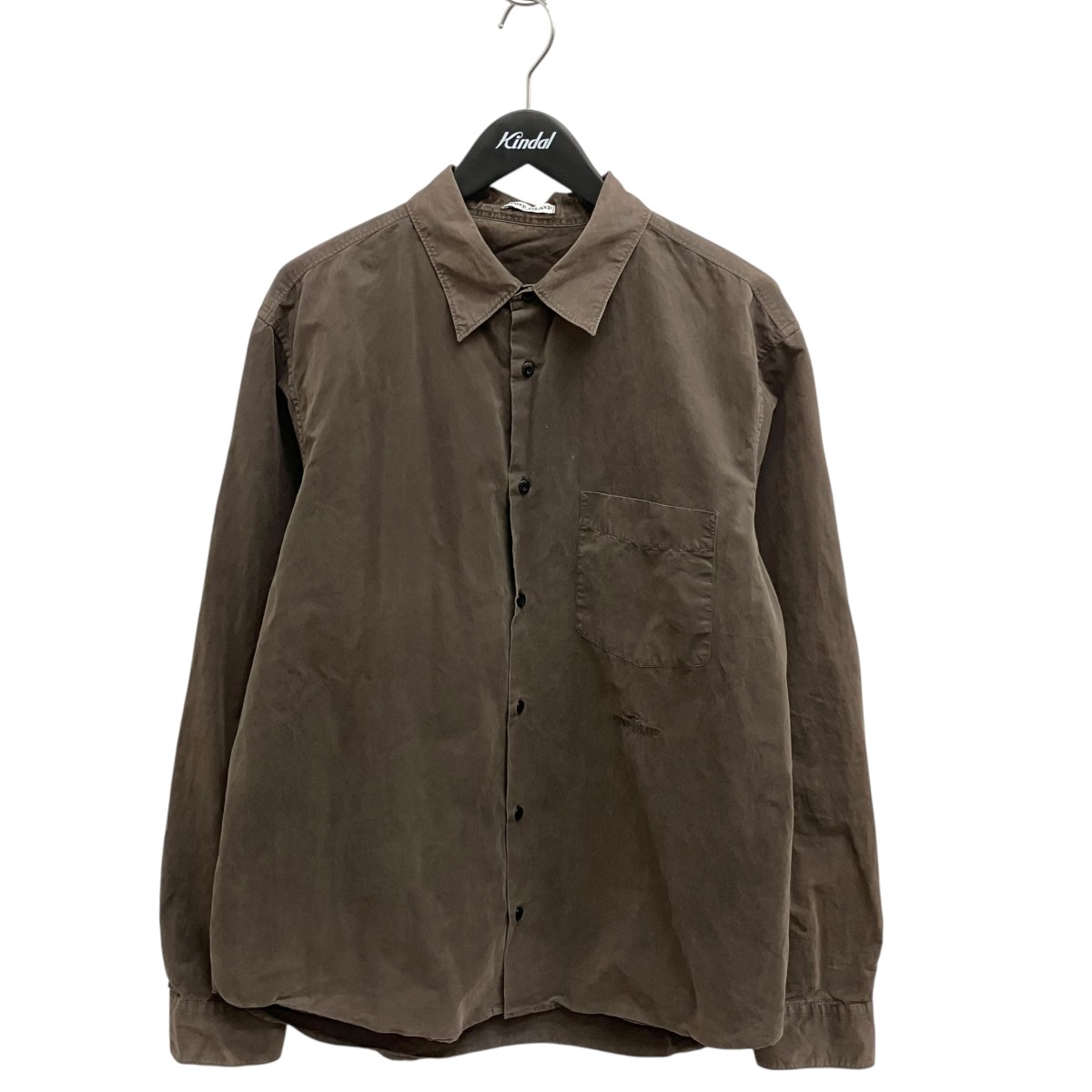 【中古】 STONE ISLAND　 ガーメントダイ 同色刺繍 長袖シャツ ブラウン サイズ：XL 【260326】（ストーンアイランド）