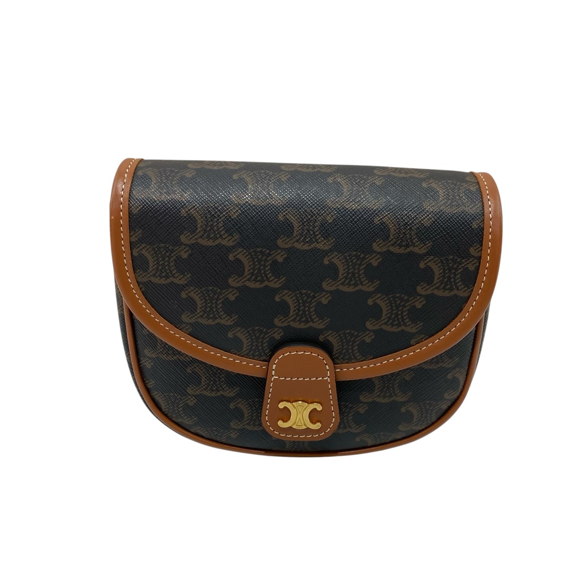 【中古】CELINE トリオンフ ミニブザス 赤銅色 【250326】（セリーヌ）