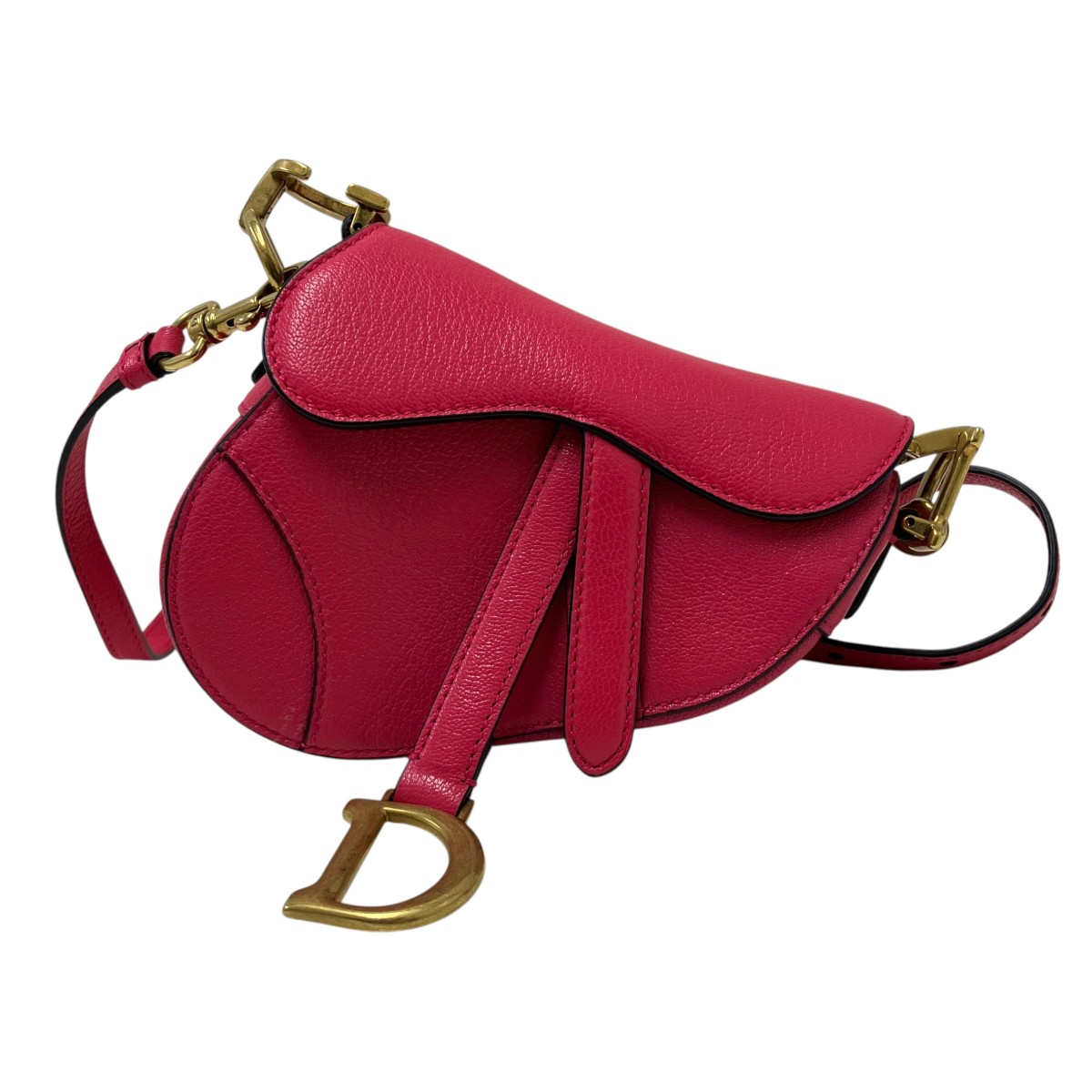 【中古】Christian Dior サドルショルダーバッグ サクラ色 【260326】（ディオール）