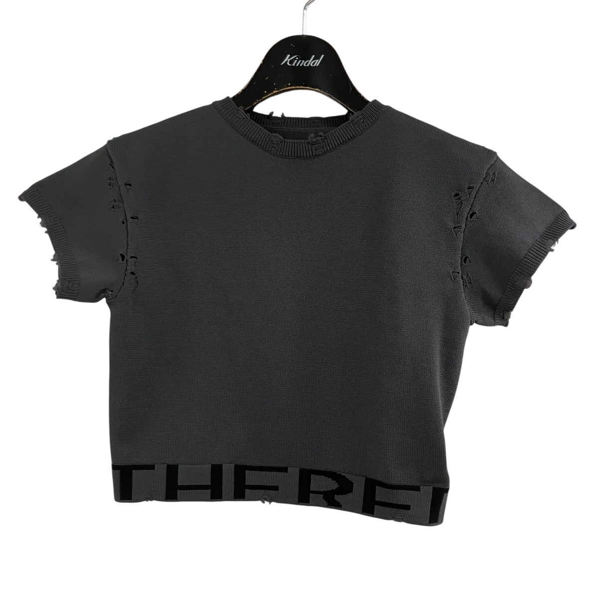 【中古】 THEREDTHREAD　 ダメージロゴカットソー グレー サイズ：Free 【260326】（ザレッドスレッド）