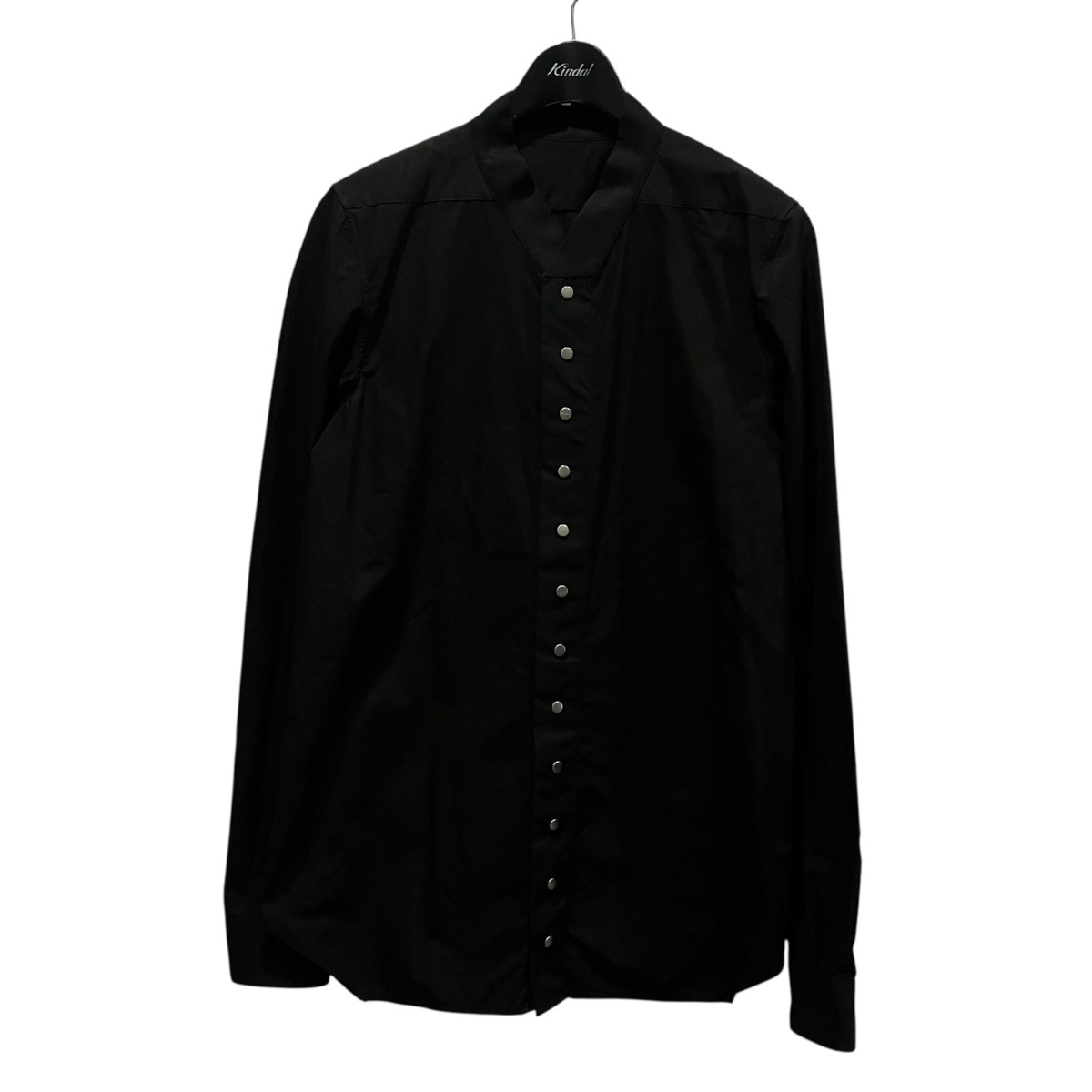 【中古】 RICK OWENS　 SNAP COLLAR FAUN SHIRT スナップカラーシャツ RU01B1290-P ブラック サイズ：48 【260326】（リックオウエンス）