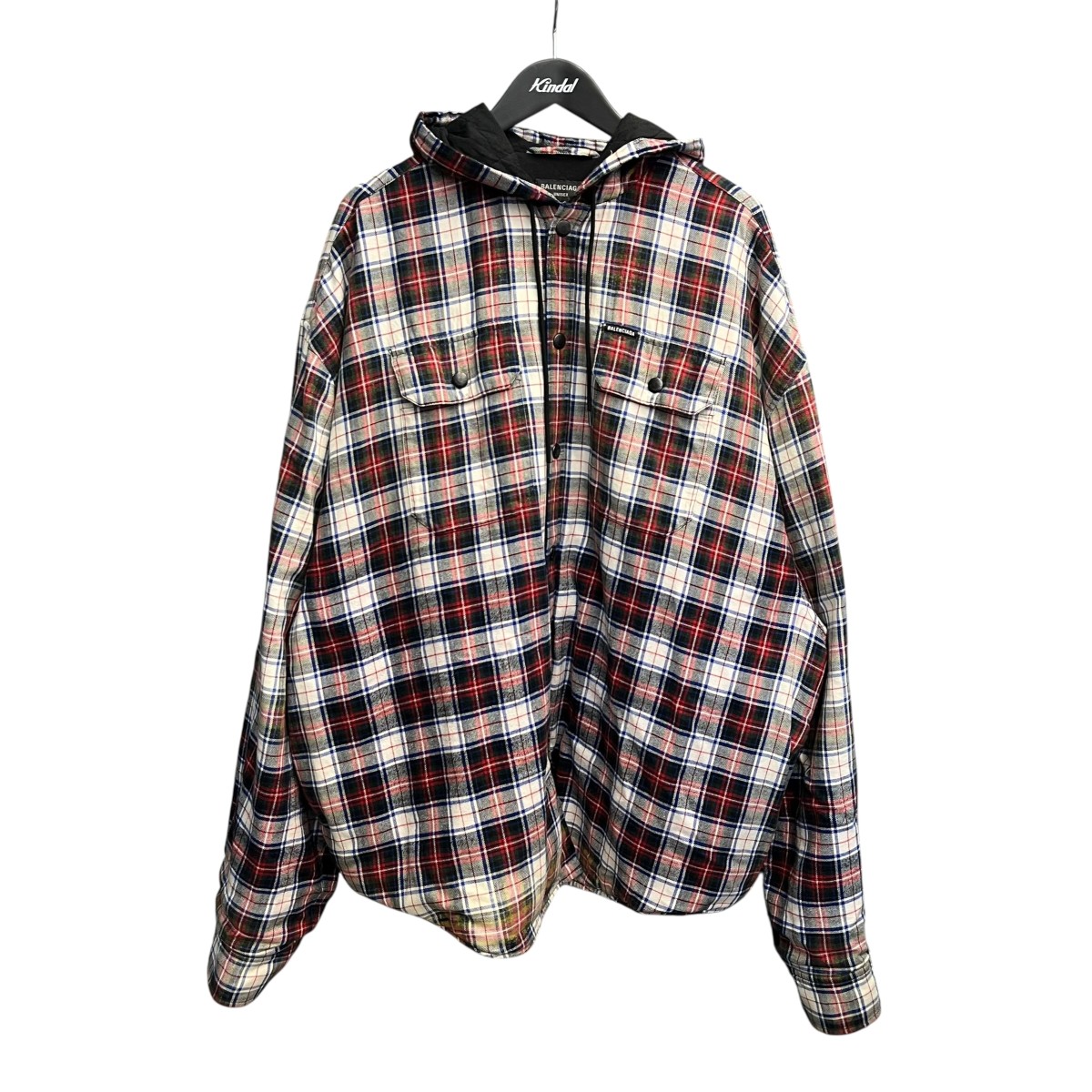 【中古】BALENCIAGA フーデッドジャケット 699223 ホワイト×レッド サイズ：XXS 【260326】（バレンシアガ）