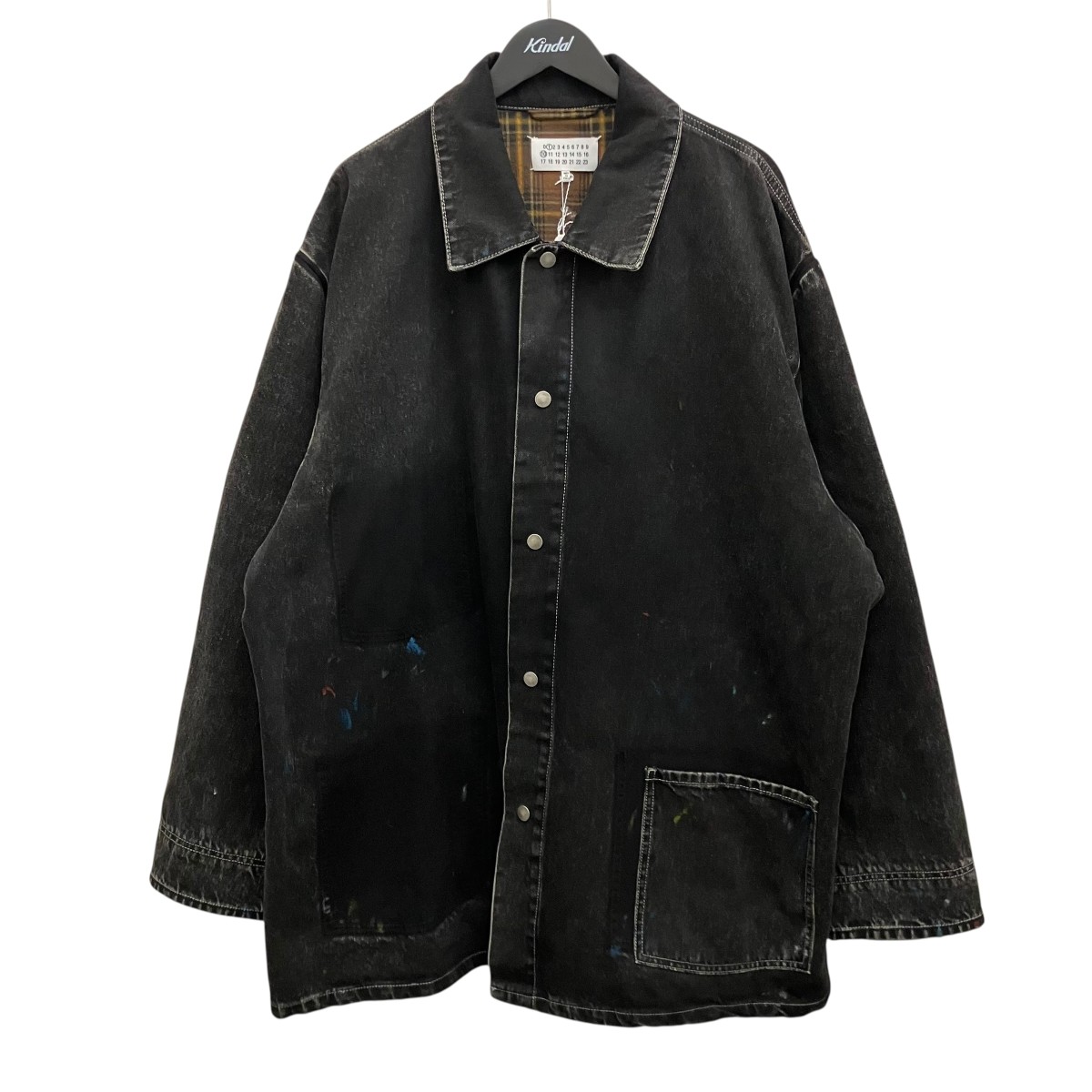 【中古】 Maison Margiela1 10　 22AW ペイント オーバーサイズデニムカバーオールジャケット S51AM0477 ブラック サイズ：48 【260326】（メゾンマルジェラ110）