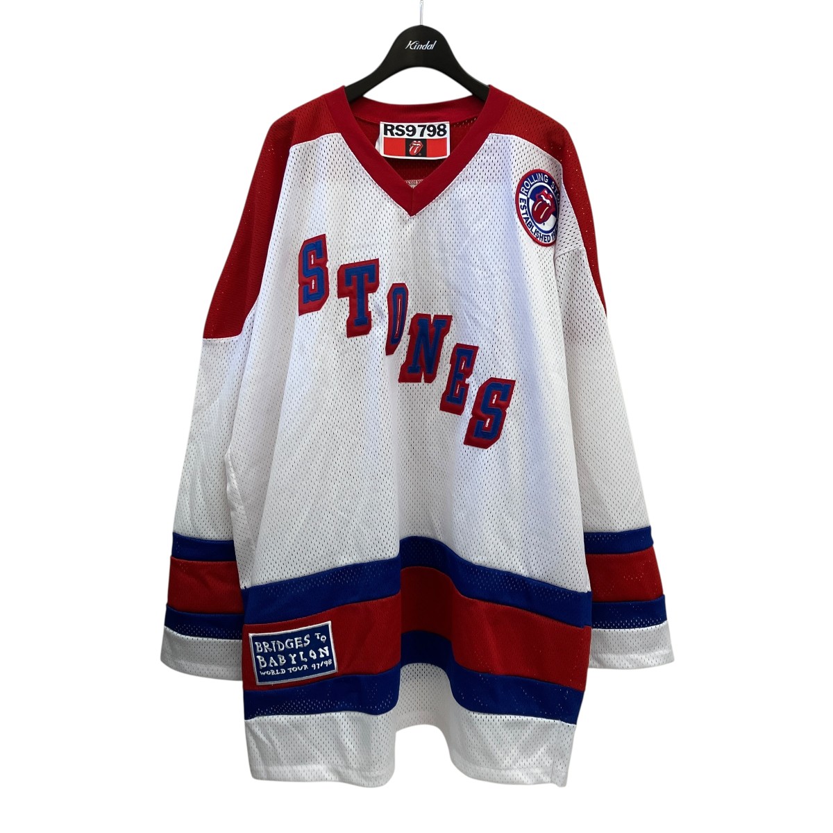 【中古】ROLLING STONES 取り組みプルオーバー 白いこと×赤いこと 大きさ：ONE 【110626】（ローリングストーンズ）