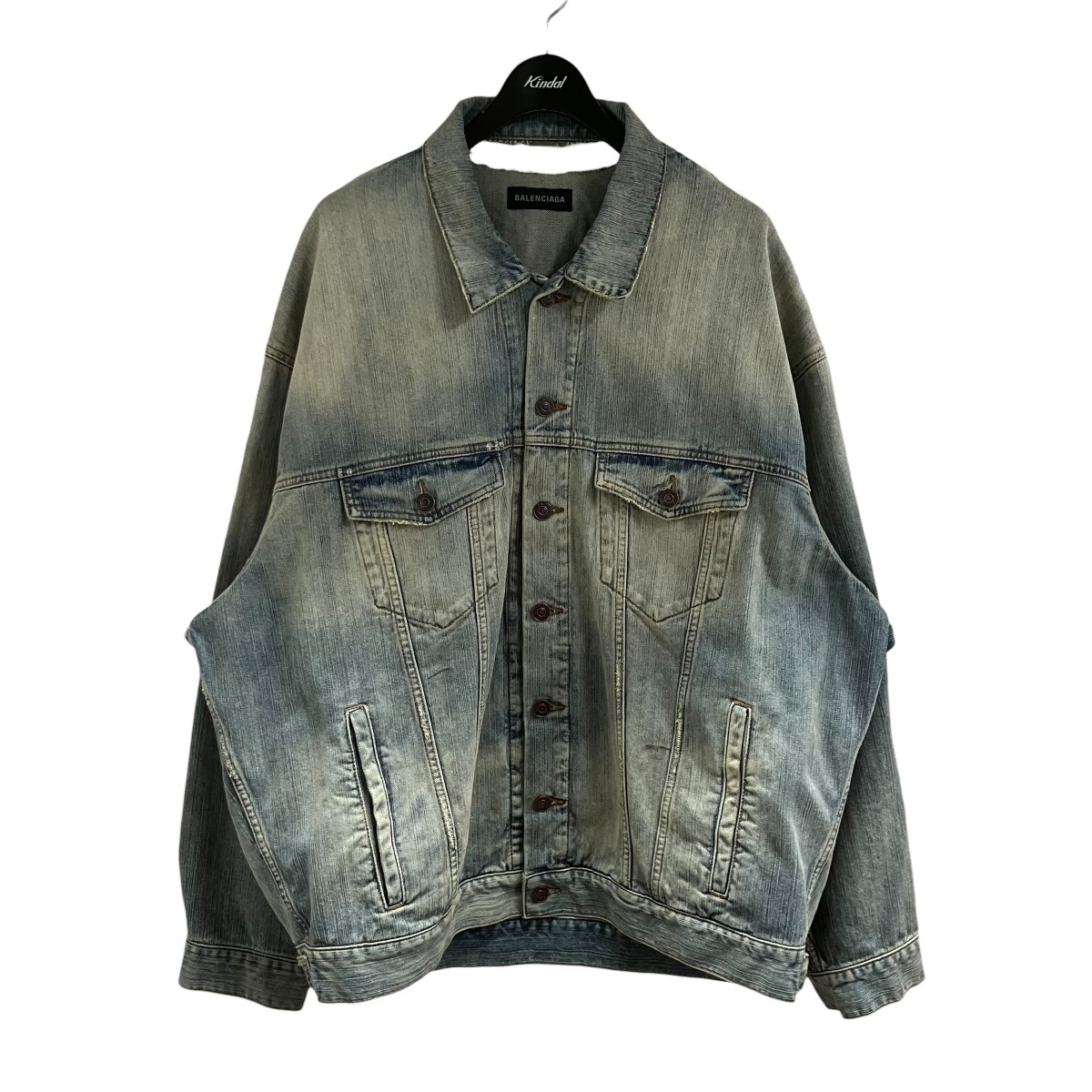 【中古】BALENCIAGA デストロイドデタイルデニムジャケット インディゴ サイズ：1 【270326】（バレンシアガ）