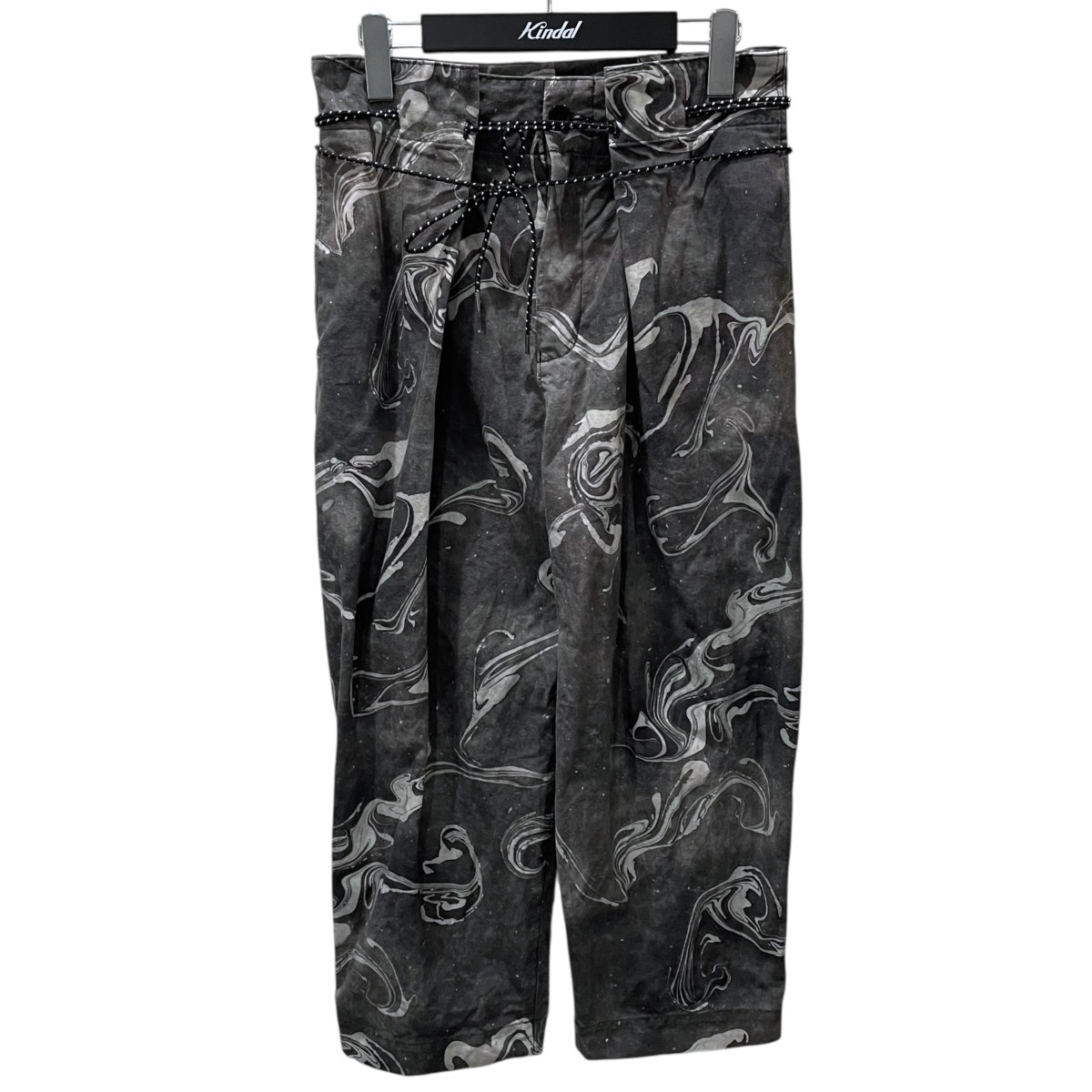 【中古】 KUON　 総柄パンツ Suminagashi Printed Hakama Trousers 墨流しプリント ハカマ トラウザーズ 114PT020200 ブラック サイズ：S 【270326】（クオン）