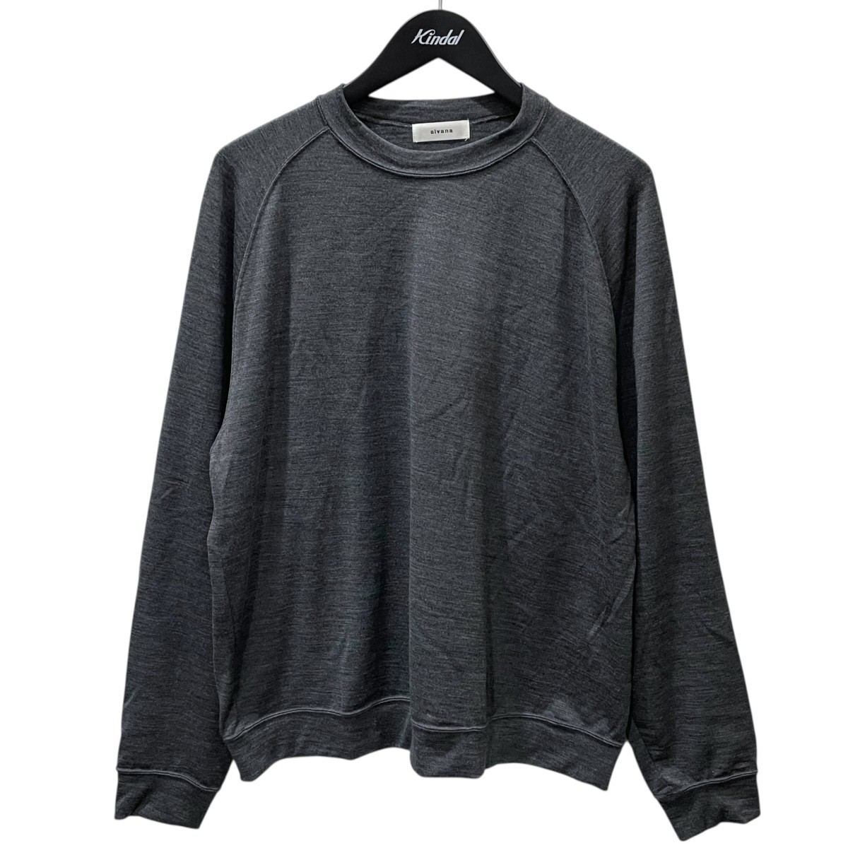 【中古】 alvana　 24AW ラグランスリーブニットセーター Merino Wool L／S Sweat Tee Shirts メリノウールロングスリーブスウェットTシャツ ブラック サイズ：3 【270326】（アルヴァナ）