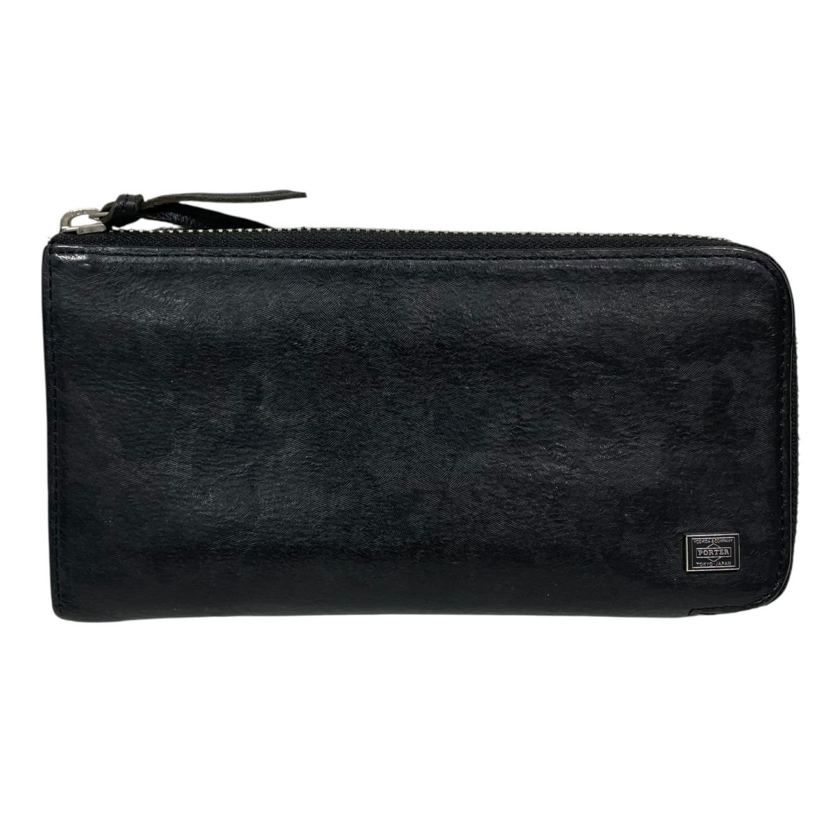 【中古】PORTER 間鴨フラ柄L字ジップウォレット WONDER LONG WALLET ワンダー ロングウォレット 342-06033 黒いこと 【270326】（ボーイ）