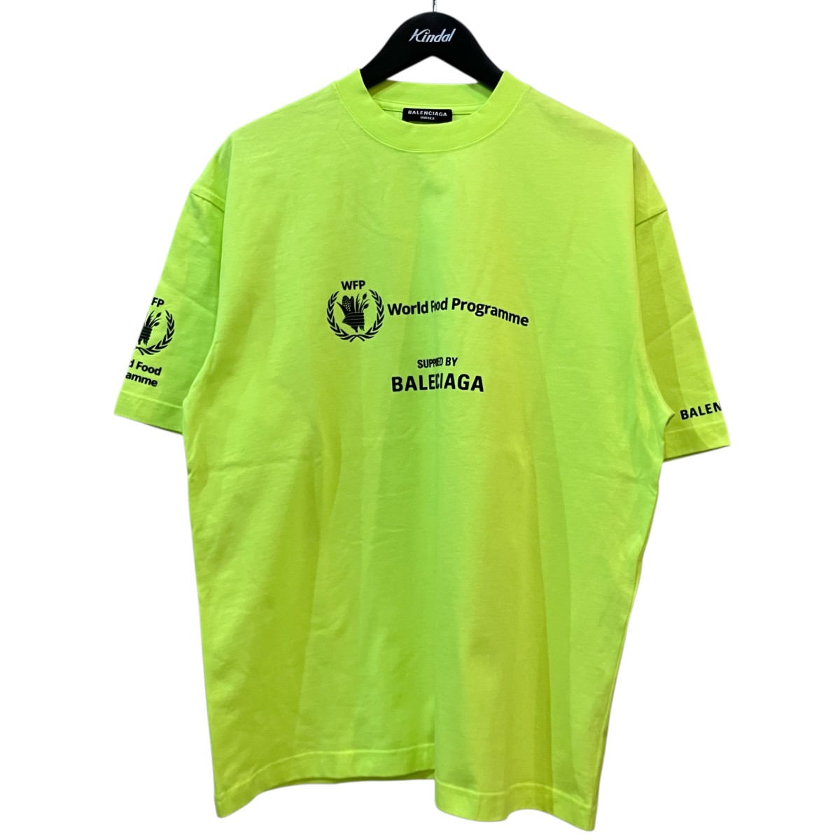 【中古】 BALENCIAGA　 WFPプリントTシャツ 612966 ネオンイエロー サイズ：XS 【280326】（バレンシアガ）