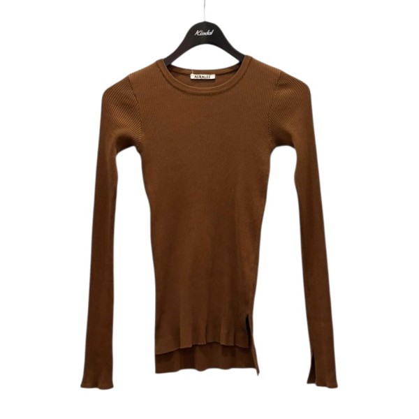【中古】 AURALEE　 GIZA HIGH GAUGE RIB KNIT PULLOVER A23AP01HR ブラウン サイズ：0 【270326】（オーラリー）