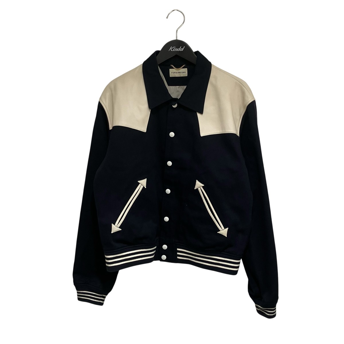 【中古】FORSOMEONEMICKEY TEDDY JACKET バックワッペンテディジャケット ネイビー サイズ：46【価格見直し】｜ブランド古着のカインドオル