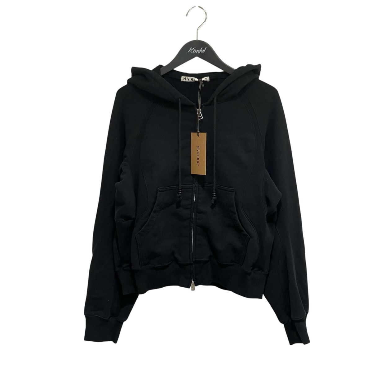 【中古】 NVRFRGT 25SSPANELLED ZIP UP HOODIE ダブルジップパーカー NF251T01 ブラック サイズ:1 【270326】(ネバーフォーゲット)
