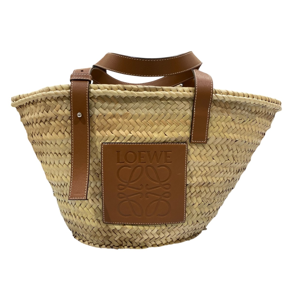 【中古】LOEWE カゴ御徒面子 ベージュ×赤銅色 【270326】（ロエベ）