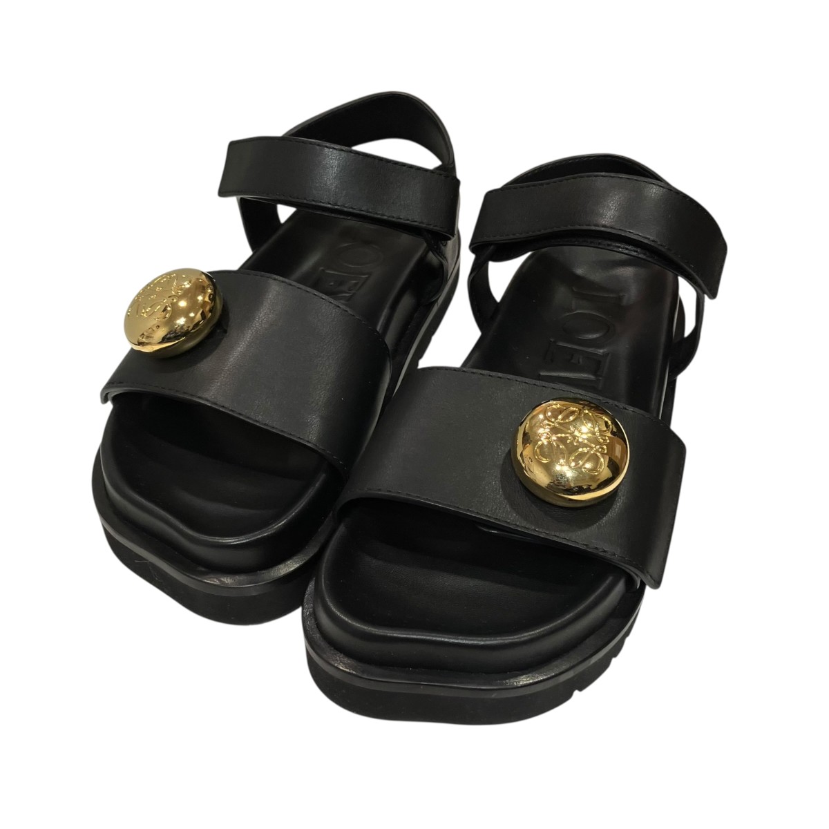 【中古】LOEWE ペブルレザーストラップサンダル L815465XB7 黒いこと 大きさ：37 【280326】（ロエベ）