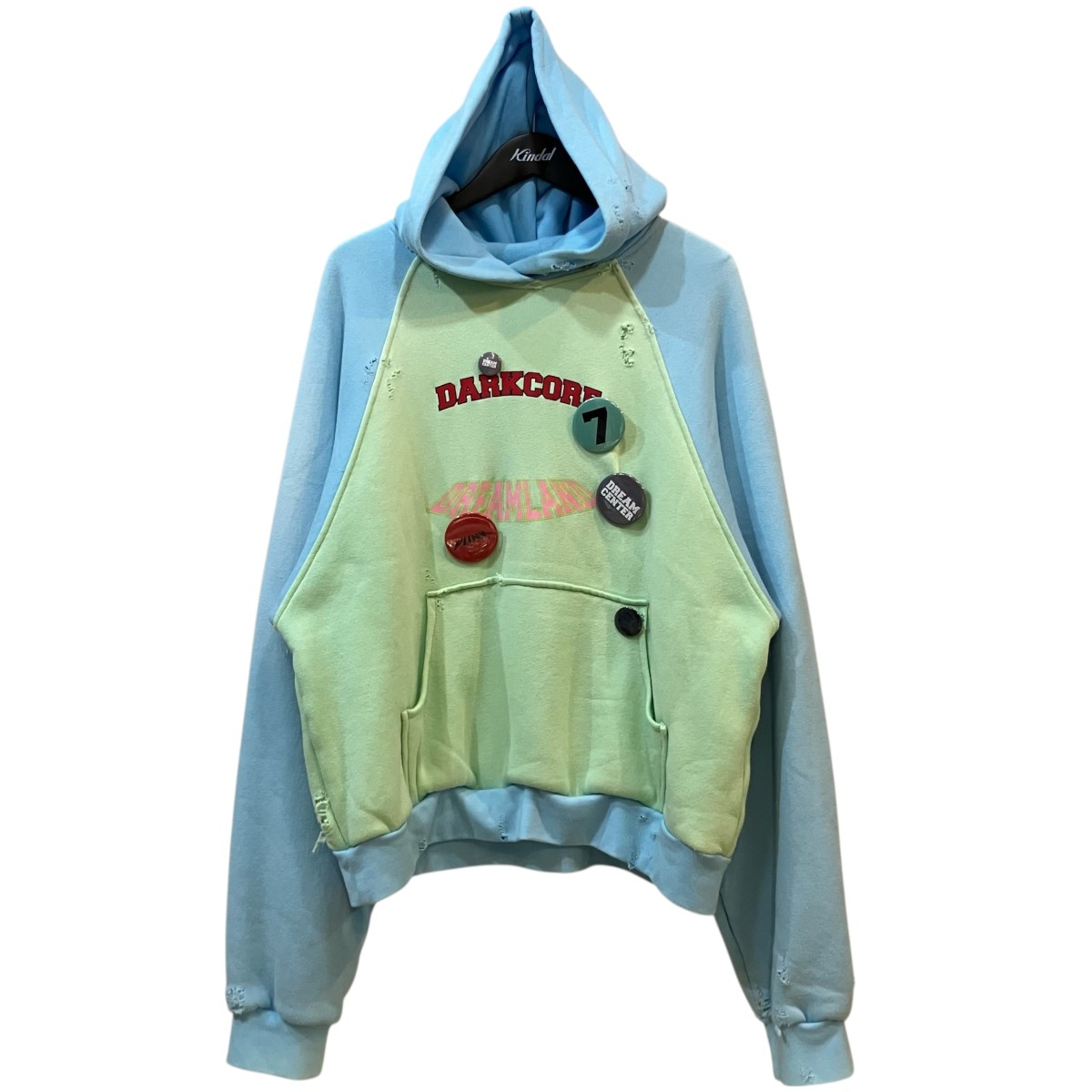 【中古】 LIBERAL YOUTH MINISTRY　 バッジ付きプルオーバーパーカー ブルー×グリーン サイズ：M 【290326】（リベラル ユース ミニストリー）