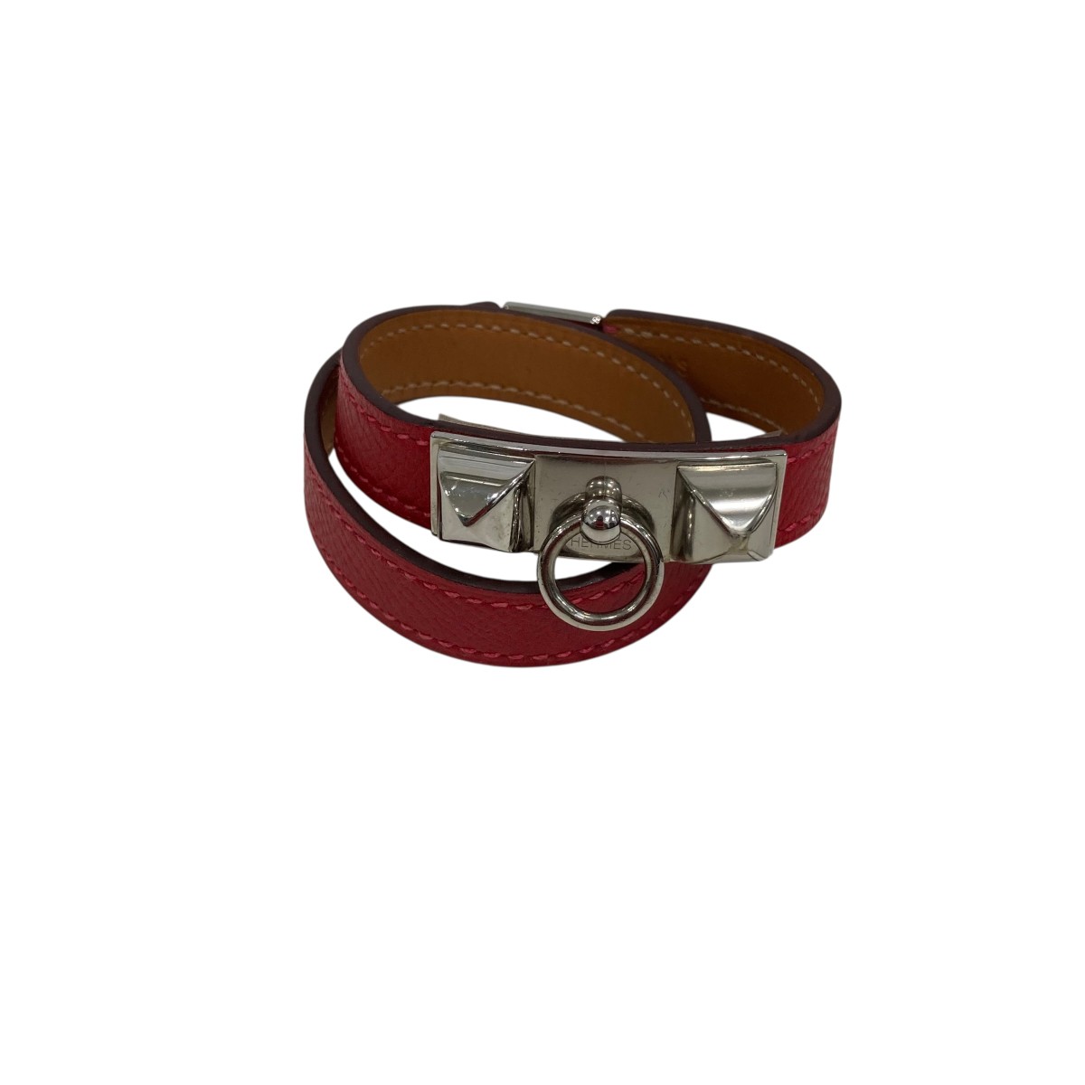 【中古】 HERMES　 リヴァル ドゥブルトゥール FL □P刻印 ブレスレット レッド 【290326】（エルメス）