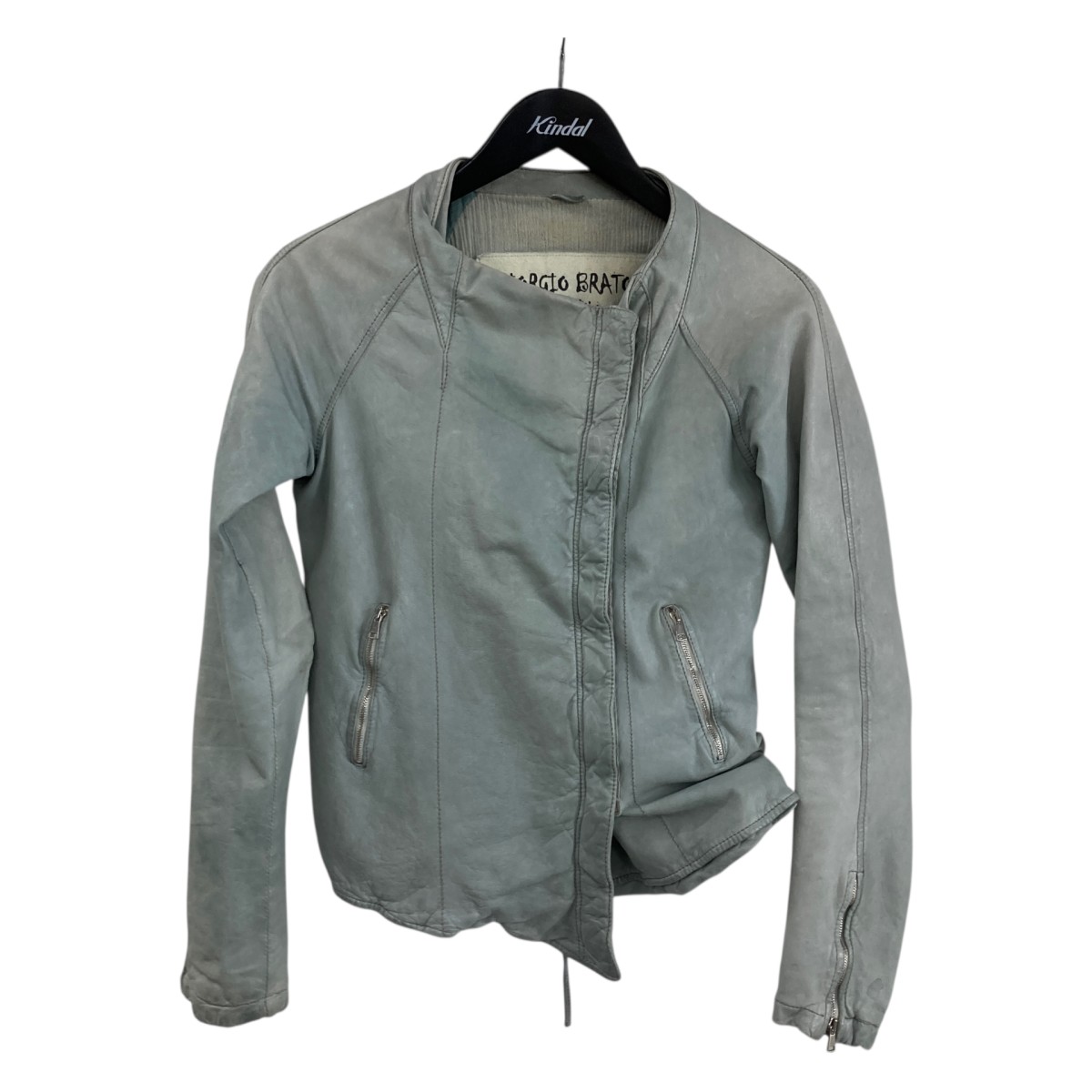 【中古】 GIORGIO BRATO　 イタリア製 ライダースジャケット 956607 ミントグリーン サイズ：38 【290326】（ジョルジオブラット）