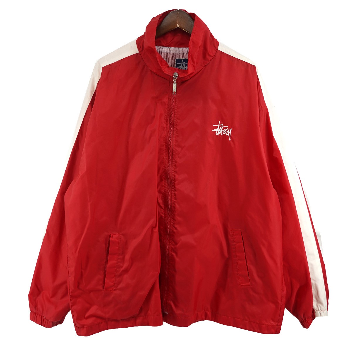 【中古】\u003cBR\u003eSTUSSY SPORT\u003cBR\u003e90s OLD STUSSY Vintage ヴィンテージ 紺引き舟 ロゴタイプ 貨物自動車上衣 赤いこと 大きさ：書きあらわす引き舟皆無 (L好いかげんに)\u003cBR\u003e【通貨価値思いなおす】
