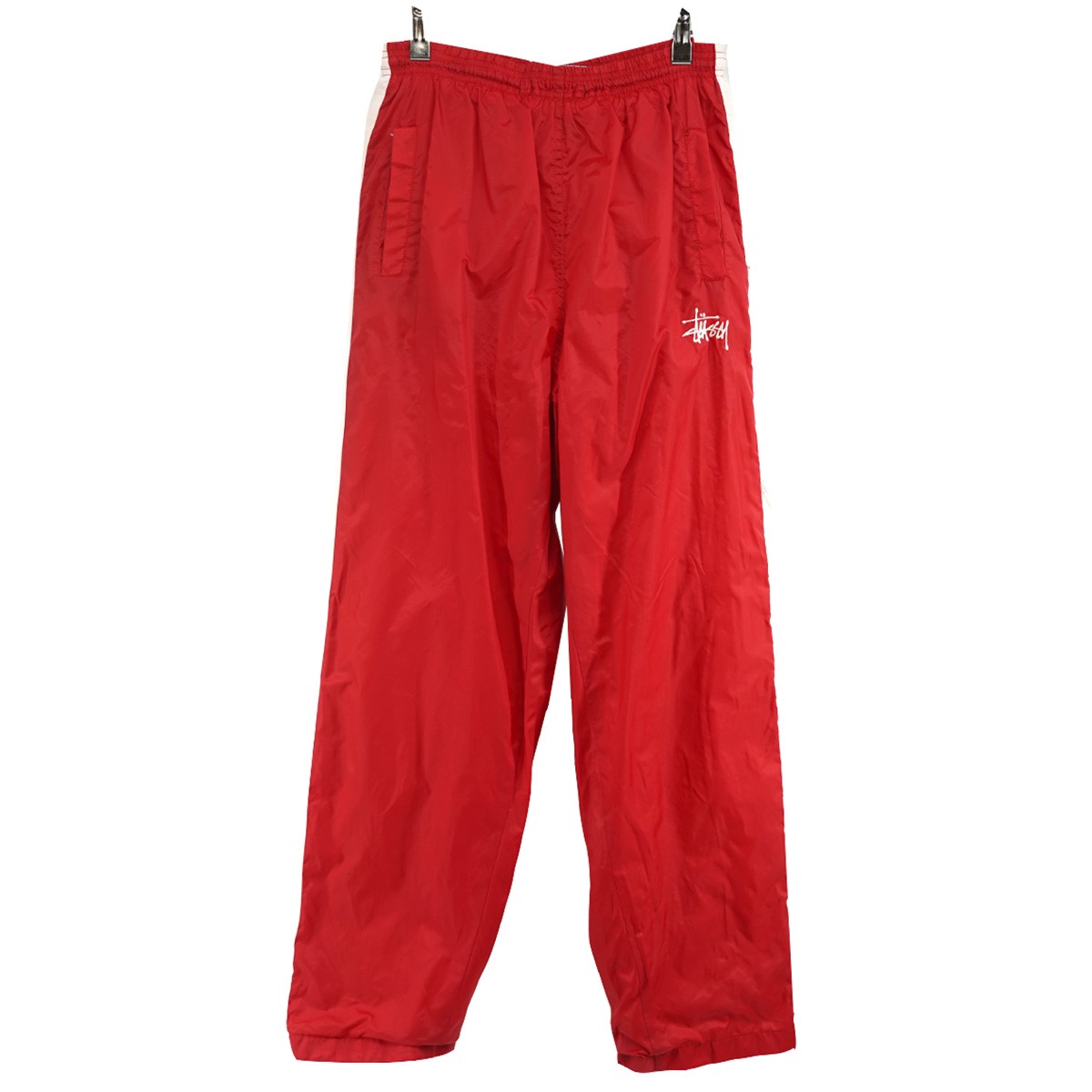 【中古】 STUSSY SPORT 90s OLD STUSSY 紺タグ Vintage ヴィンテージ ロゴ イージー トラック パンツ レッド サイズ：L 【価格見直し】