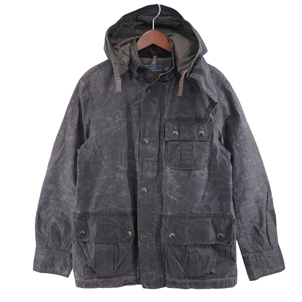【中古】POLO RALPH LAUREN All Weather Wear Waxed Cotton Hooded Field Parka 蝋涙 綿織物 Vintage ヴィンテージ処理 上衣 米国海軍 大きさ：M 【280326】（ポロラルフローレン）