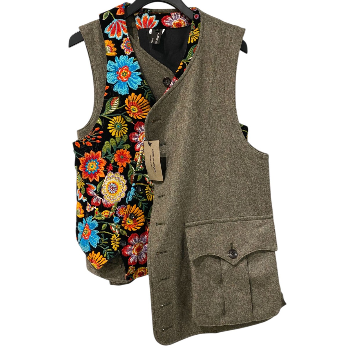 【中古】COMME des GARCONS HOMME PLUS 25AW 花柄刺しゅう×羊毛縛一巻きより良い PP-V003 カーキ 大いさ：S 【280326】（コムデギャルソンオムプリュス）
