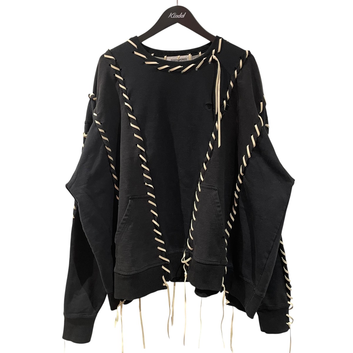 【中古】 DISCOVERED　 LEATHER LOOPING SWEAT ロープデザインスウェット 2110210 ブラック サイズ：Free 【280326】（ディスカバード）