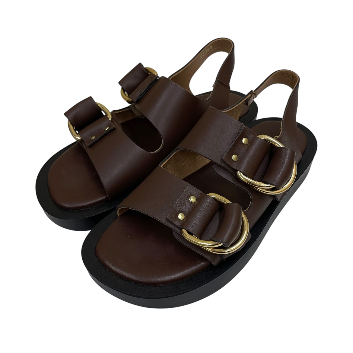 【中古】 Caminando　 DOUBLE RING PLATFORM SANDALS ダブルリングプラットフォームサンダル 2326W ブラウン サイズ：7 【280326】（カミナンド）