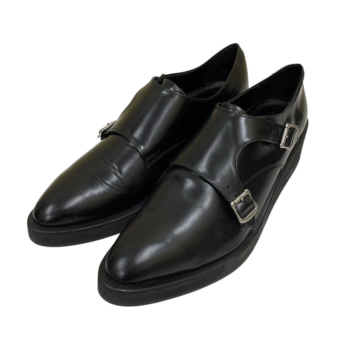 【中古】 LAD MUSICIAN　 18AW KIP SHOES ダブルモンクJストラップシューズ レザーシューズ キップレザー EVAソール 2218-911 ブラック サイズ：44 【280326】（ラッドミュージシャン）