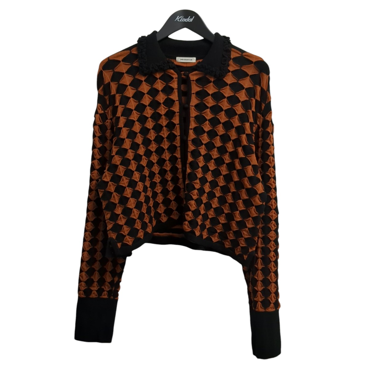 【中古】 OPEN SESAME CLUB　 rhombus cropped jacket カーディガン OCF23501 ブラウン×ブラック サイズ：F 【290326】（オープン セサミ クラブ） 13,385円