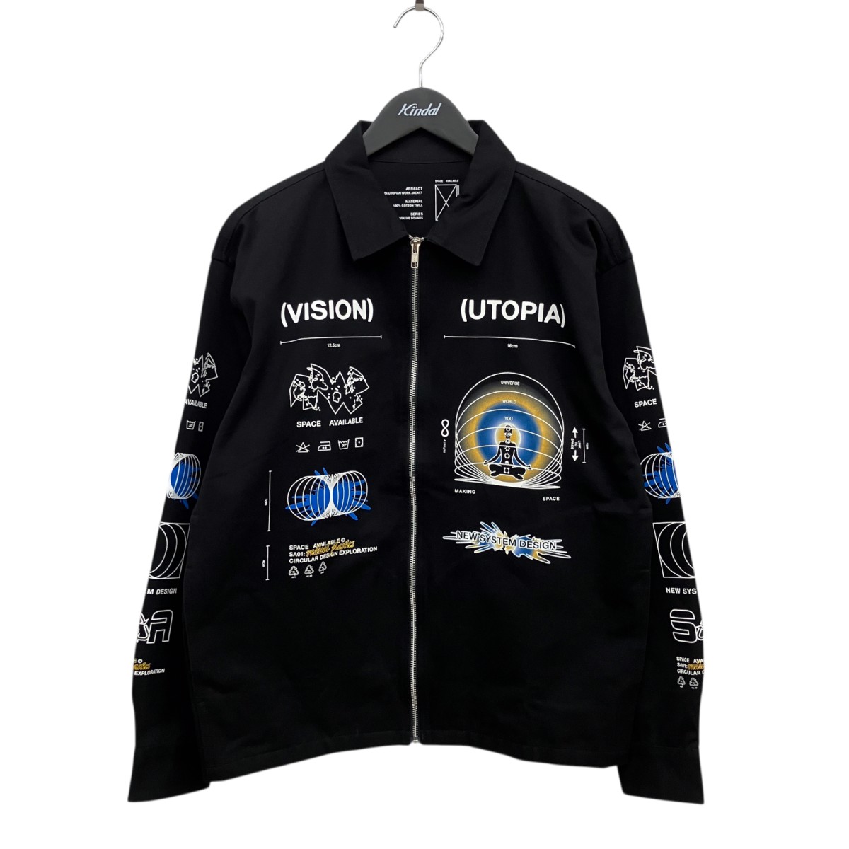 【中古】 Space Available Studio　 Utopia Work jacket ワークジャケット ブラック サイズ：M 【290326】（スペース・アヴェイラブル・スタジオ）