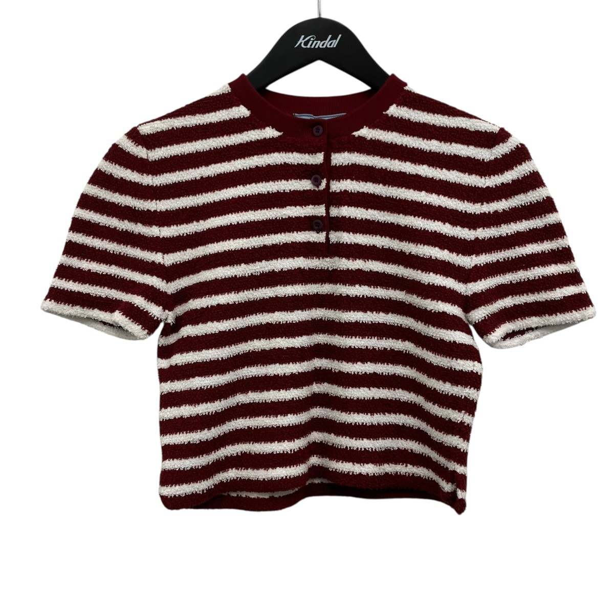 【中古】 PRADA　 コットンブークレ クルーネック セーター アマラントレッド×ナチュラル サイズ：36 【290326】（プラダ） 53,196円