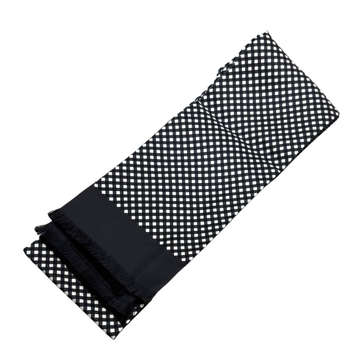 【中古】 HERMES　 リバーシブル シルクストール 462950T ネイビーｘブラックｘホワイト 【290326】（エルメス）