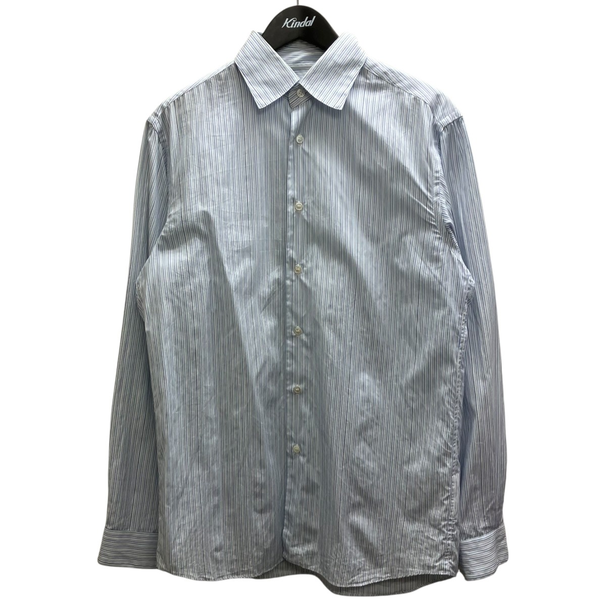 【中古】 SOSHIOTSUKI　 25SS Manica Camicia Dress Shirt ストライプシャツ ネイビー サイズ：46 【300326】（ソウシオオツキ）