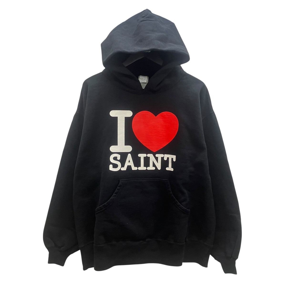 【中古】\u003cBR\u003eSAINT MICHAEL\u003cBR\u003eHOODIE I LOVE SAINT BLACK ティーシャツパーカー26SS 黒いこと 大きさ：L\u003cBR\u003e【通貨価値思いなおす】