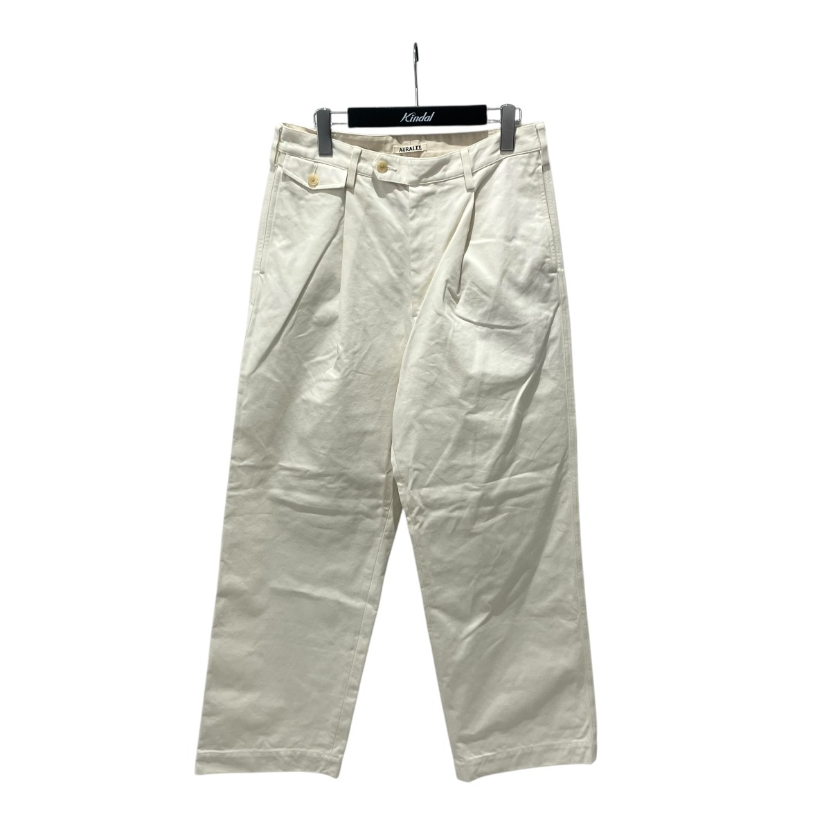 【中古】 AURALEE　 WASHED FINX CHINO ONEーTUCK PANTS タックパンツ A25SP02FC アイボリー サイズ：3 【300326】（オーラリー）