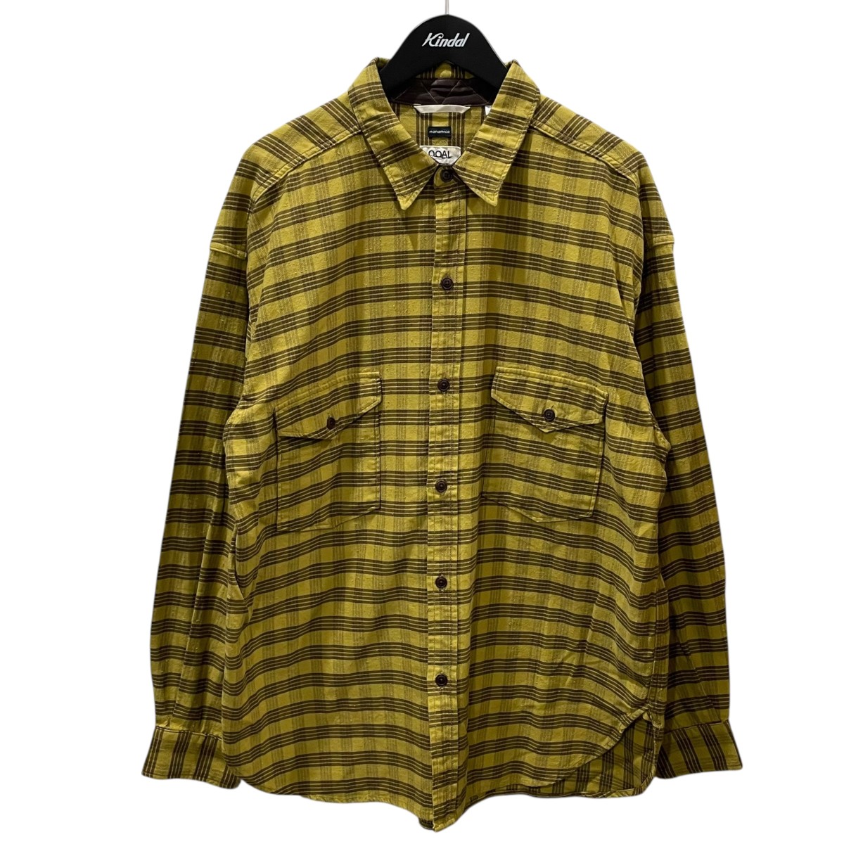 【中古】 nanamica　 24AW チェック柄シャツ Cotton Nep Deck Shirt コットンネップデッキシャツ S24FG032 イエロー・ブラウン サイズ：L 【300326】（ナナミカ）