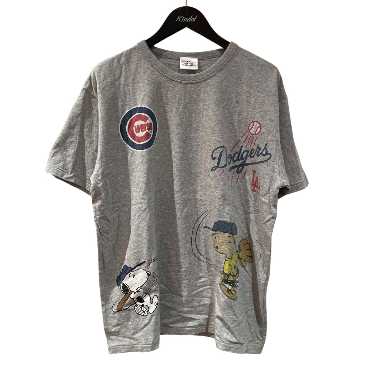 【中古】 GENUINE MERCHANDISE　 PEANUTS 別注 MLB開幕戦 半袖Tシャツ 25-071-464-9300-1-0 グレー サイズ：M 【300326】（ジェニュイン・マーチャンダイズ）