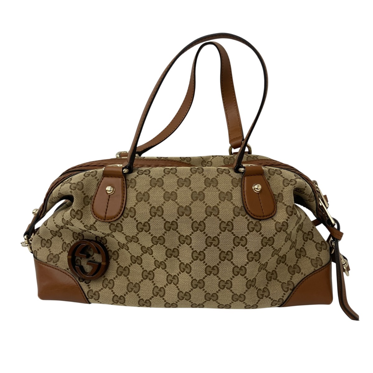【中古】GUCCI ブリックレーン ボストンバッグ 296898 ベージュ×赤銅色 【310326】（グッチ）