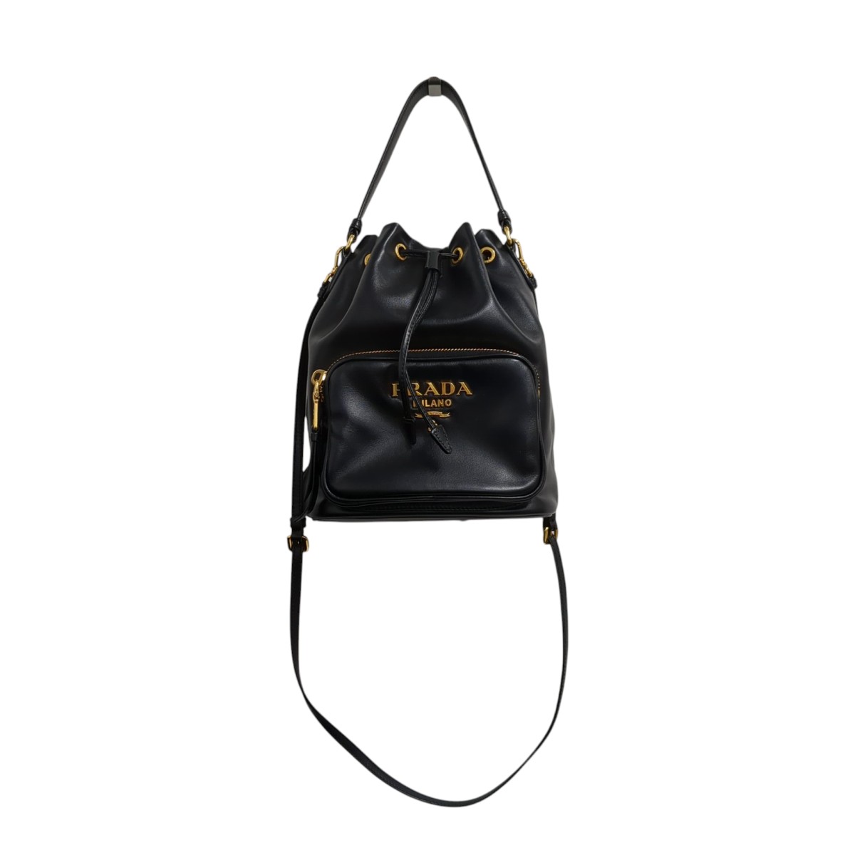 【中古】PRADA 合切袋ショルダーバッグ 1BH038 黒いこと 【310326】（プラダ）