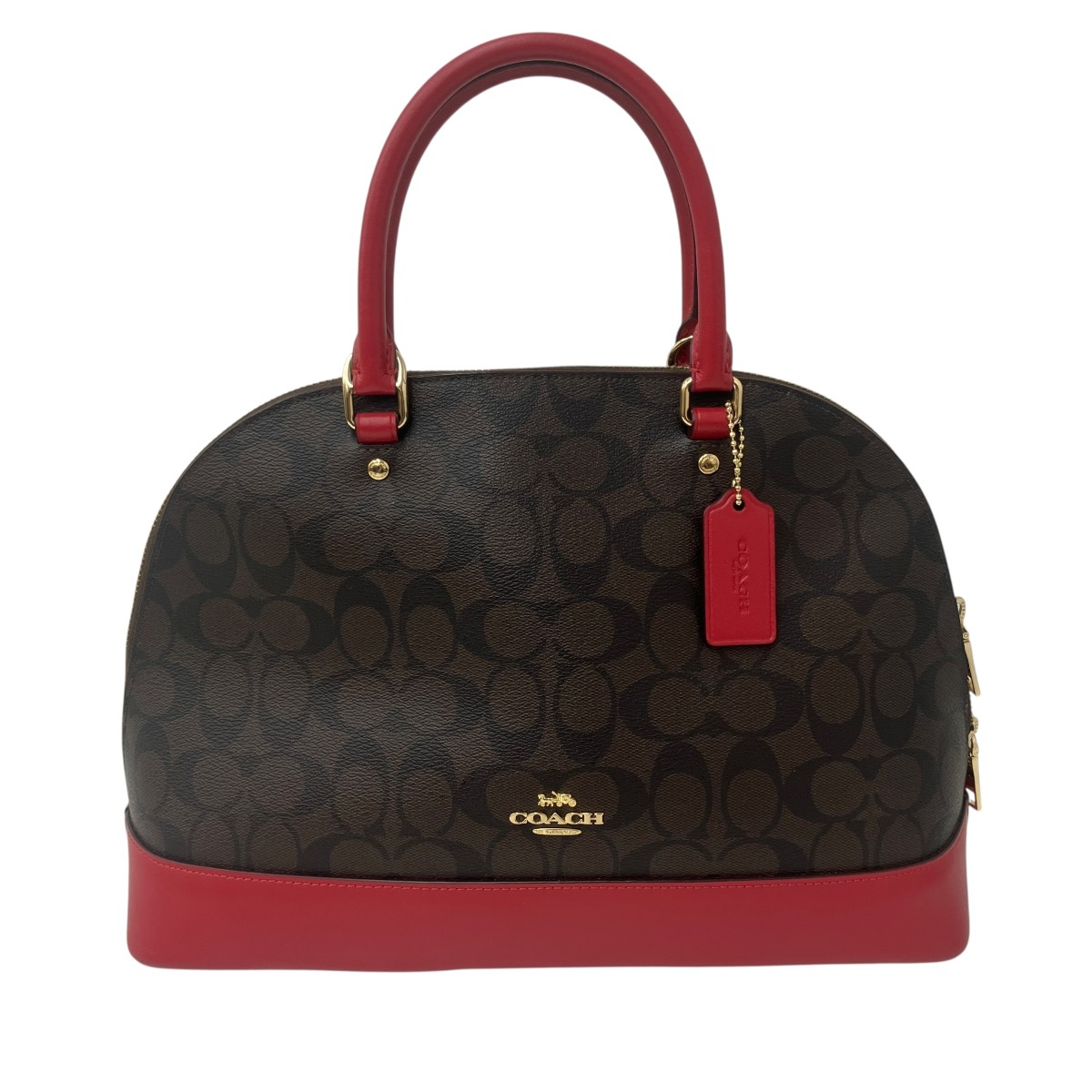 【中古】COACH シグネチャー 2WAYバッグ F27584 ブラウン×レッド 【310326】（コーチ）