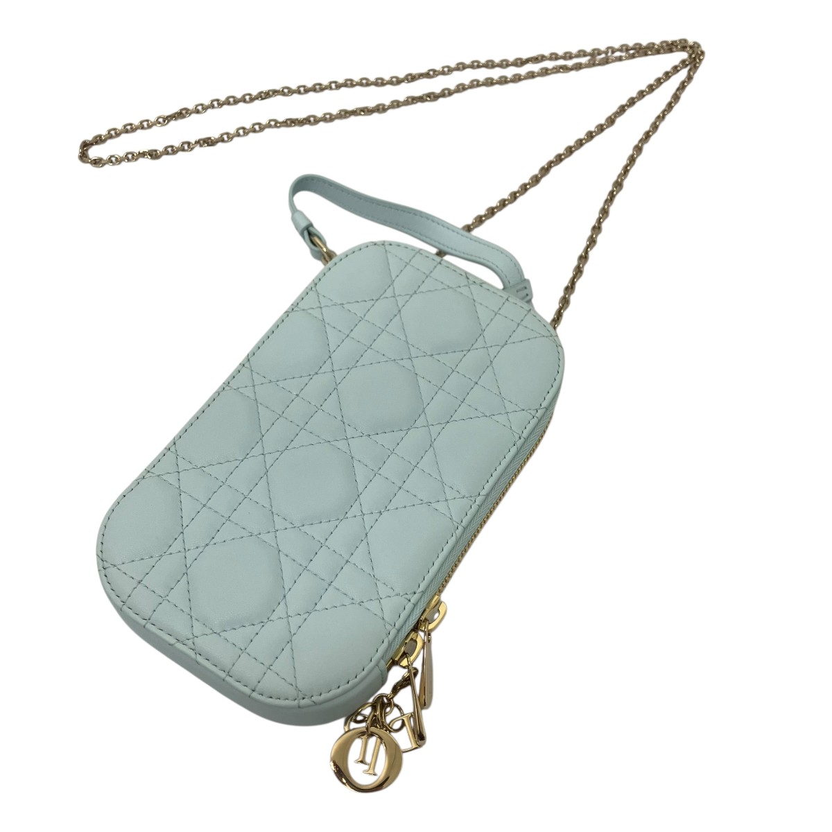 【中古】Christian Dior フォンフォルダーバッグ 青碧 【310326】（ディオール）