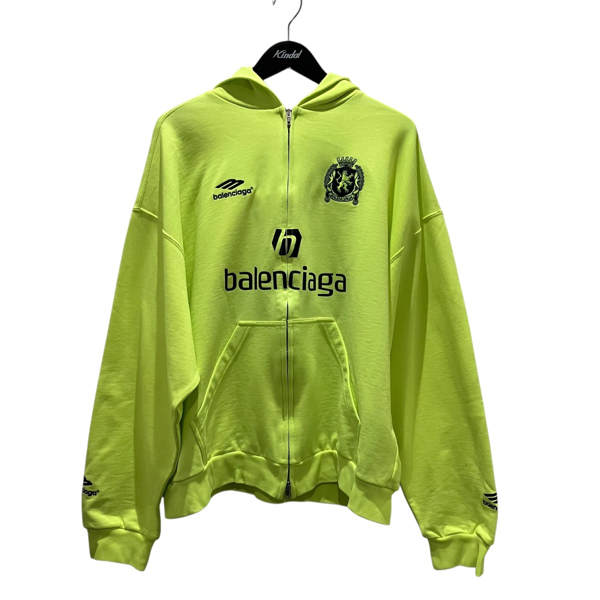 【中古】BALENCIAGA 24SS 【Soccer Paris Zip-Hoodie】 サッカープリントジップパーカー 744457 黄色 大きさ：S 【310326】（バレンシアガ）