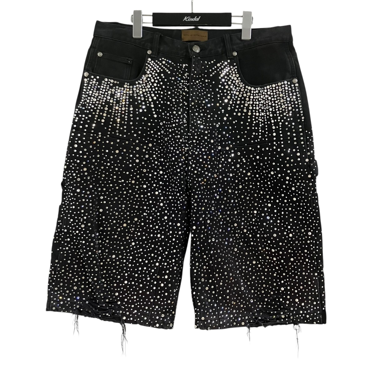 【中古】 BIRTH OF ROYAL CHILD　 ラインストーンデニムハーフパンツ ブラック サイズ：L 【310326】（バース オブ ロイヤル チャイルド）